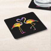 GEFÄRBTE KRAWATTE FLAMINGO RECHTECKIGER PAPPUNTERSETZER (angewinkelt)