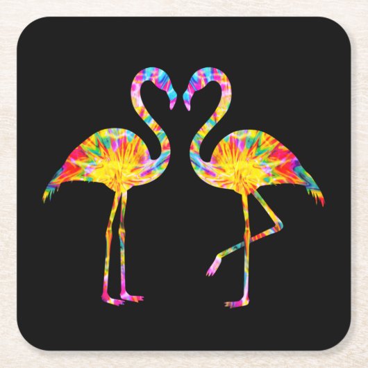 GEFÄRBTE KRAWATTE FLAMINGO RECHTECKIGER PAPPUNTERSETZER (Vorderseite)