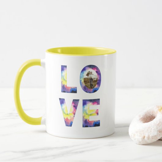 Gefärbte Krawatte Foto Liebe Tasse (Mit Donut)