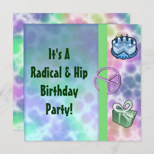 Gefärbte Krawatte Frieden Geburtstag Einladung (Vorne/Hinten)