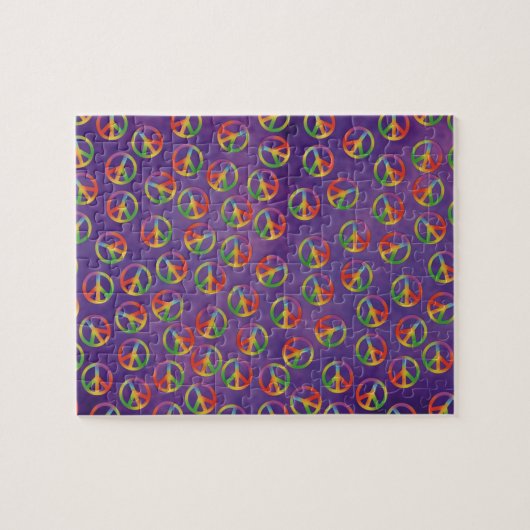 Gefärbte Krawatte - Friedenszeichen auf Lila Puzzle (Horizontal)