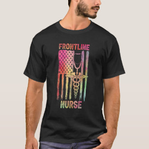 Gefärbte Krawatte Frontline Nurses American Flag H T-Shirt