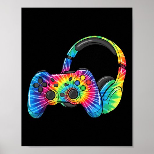 Gefärbte Krawatte Gaming Headset Controller Video  Poster (Vorne)
