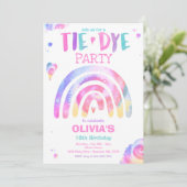 Gefärbte Krawatte Geburtstagsparty Pastell Gefärbt Einladung (Stehend Vorderseite)