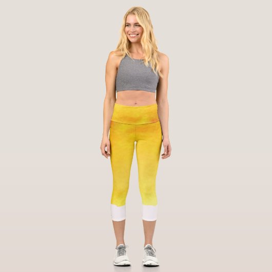 Gefärbte Krawatte gelb Aquarell künstlerische farb Capri Leggings (Vorderseite)