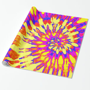 Gefärbte Krawatte Gelb, Magenta und Orange Geschenkpapier