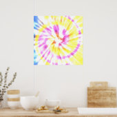 Gefärbte Krawatte Gelb und Rosa Poster (Küche)