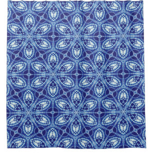 Gefärbte Krawatte Geometrisches Blaues Kaleidoskop Duschvorhang