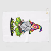 Gefärbte Krawatte gewinnt Yoga mit Kleeblatt St Pa Golfhandtuch (Horizontal)