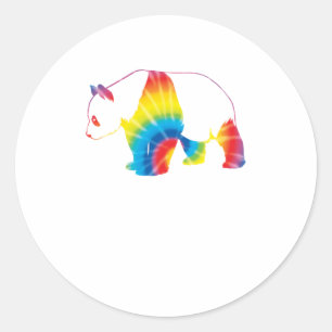 Gefärbte Krawatte Giant Panda Rainbow Animal Anges Runder Aufkleber