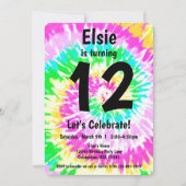 Gefärbte Krawatte Girl Birthday Party Einladung (Vorderseite)