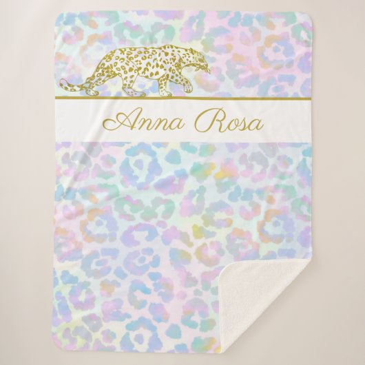 *~* Gefärbte Krawatte Gold Leopard-Spots Pastel Sherpadecke (Vorderseite)