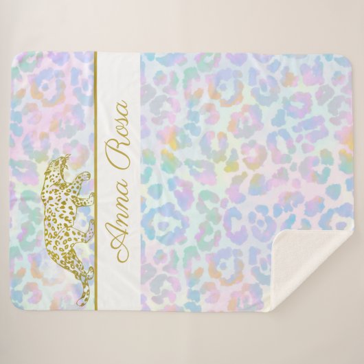 *~* Gefärbte Krawatte Gold Leopard-Spots Pastel Sherpadecke (Vorderseite (Horizontal))