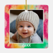 Gefärbte Krawatte Grenze mit Foto und Jahr - Rot g Keramikornament (Rückseite)