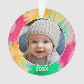 Gefärbte Krawatte Grenze mit Foto und Jahr - Rot g Ornament (Vorderseite)