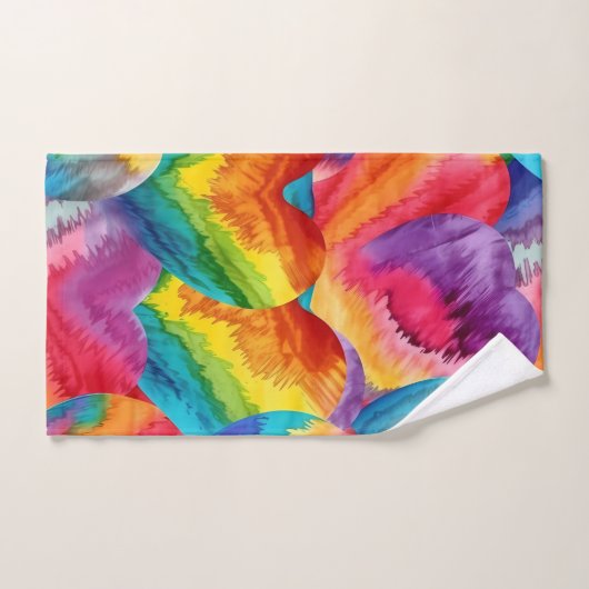 Gefärbte Krawatte Groovy Hearful Orange, Rot, Grün Handtuch (Handtuch)