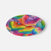 Gefärbte Krawatte Groovy Hearful Orange, Rot, Grün Pappteller (Schrägansicht)