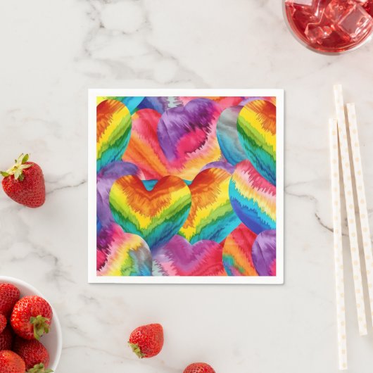 Gefärbte Krawatte Groovy Hearful Orange, Rot, Grün Serviette (Beispiel)