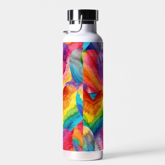 Gefärbte Krawatte Groovy Hearful Orange, Rot, Grün Trinkflasche (Rechts)