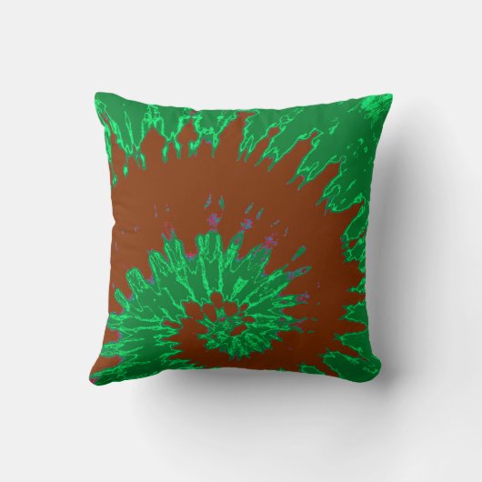 Gefärbte Krawatte Grün und Braun Kissen (Rückseite)