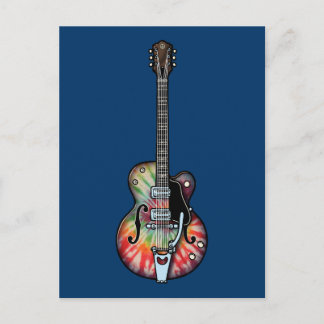 gefärbte Krawatte Guitar Postkarte