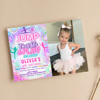 Gefärbte Krawatte Gymnastik Jump Birthday Party Fo Einladung
