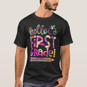 Gefärbte Krawatte Hallo Erster Lehrer erster Klass T-Shirt