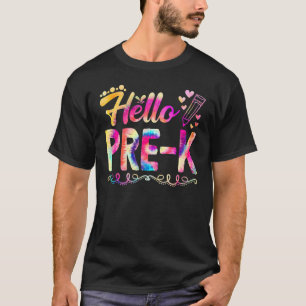 Gefärbte Krawatte Hallo Pre-K Lehrer Erster Schult T-Shirt