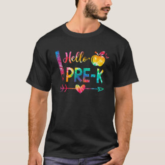 Gefärbte Krawatte Hallo Pre-K Lehrer Schüler zurüc T-Shirt