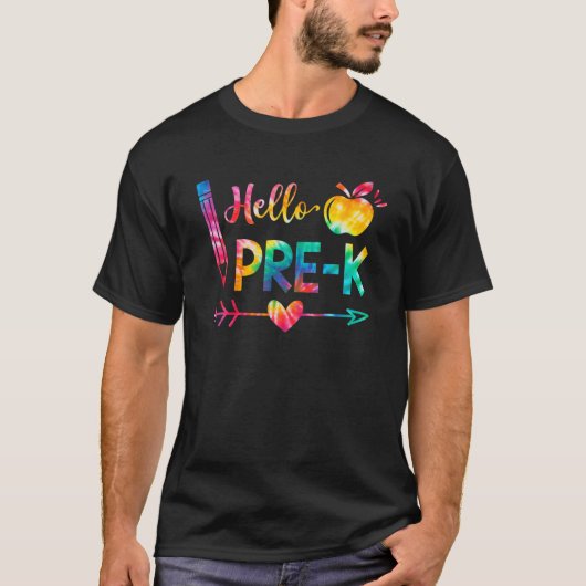 Gefärbte Krawatte Hallo Pre-K Lehrer Schüler zurüc T-Shirt (Vorderseite)