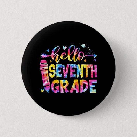 Gefärbte Krawatte Hallo Siebente Klasse Lehrer Stu Button (Vorderseite)