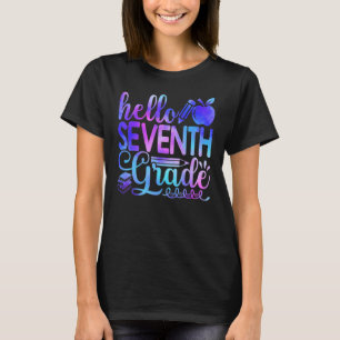 Gefärbte Krawatte Hallo Siebter Schultag erster Ta T-Shirt