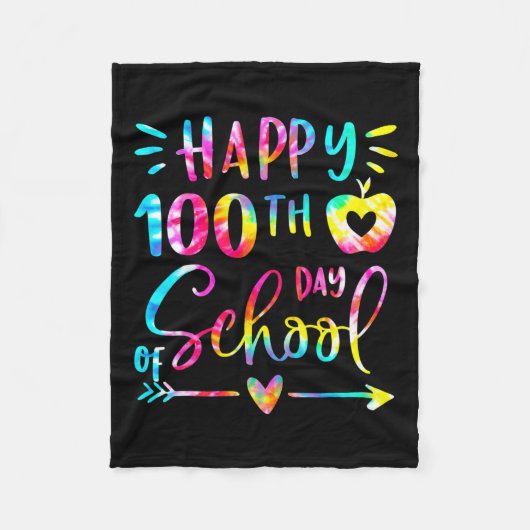 Gefärbte Krawatte Happy 100. Day School Lehrer Stu Fleecedecke (Vorderseite)