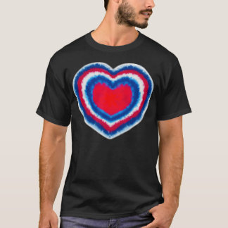 Gefärbte Krawatte Herz 4. Juli Patriotischer Ameri T-Shirt