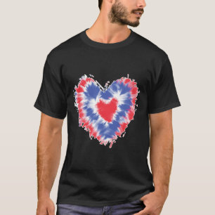 Gefärbte Krawatte Herz USA Flaggenfarben Blau und T-Shirt