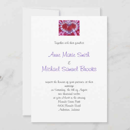 Gefärbte Krawatte Herzbeschwörung Einladung (Vorderseite)