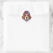 Gefärbte Krawatte Hippie Beagle Hippiness Peace Li Runder Aufkleber (Tasche)