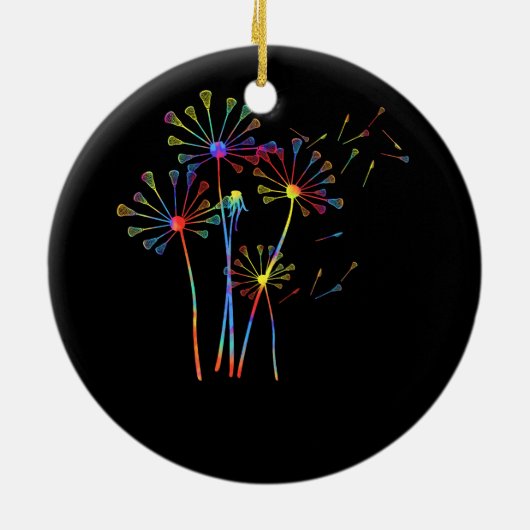 Gefärbte Krawatte Hippie Dandelion Lacrosse Stick Keramik Ornament (Hinten)