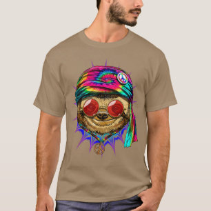 Gefärbte Krawatte Hippie Sloth Hippiness Peace Lie T-Shirt