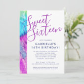 Gefärbte Krawatte Hippy Chic Lila Aqua Blue Sweet Einladung (Stehend Vorderseite)