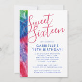 Gefärbte Krawatte Hippy Chic Red Blue Yellow 16. P Einladung (Vorderseite)