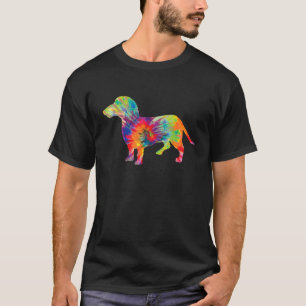 Gefärbte Krawatte Hund Hippie Dackel Retro Tier Hu T-Shirt