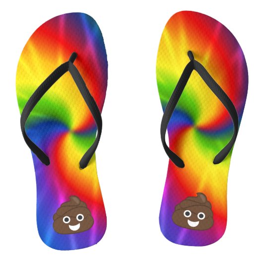 Gefärbte Krawatte Kacke Emoji Flip Flops Badesandalen (Fußbett)