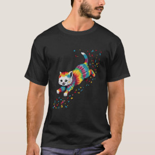 Gefärbte Krawatte Katzendesign farbige Tye Färbung T-Shirt