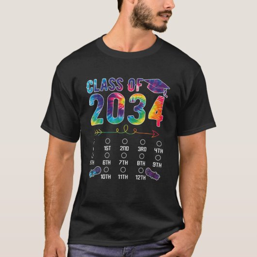 Gefärbte Krawatte Klasse 2034 Kindergarten T-Shirt (Vorderseite)