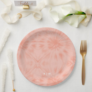 Gefärbte Krawatte Korallenrosa Moderne Pastelle Pappteller