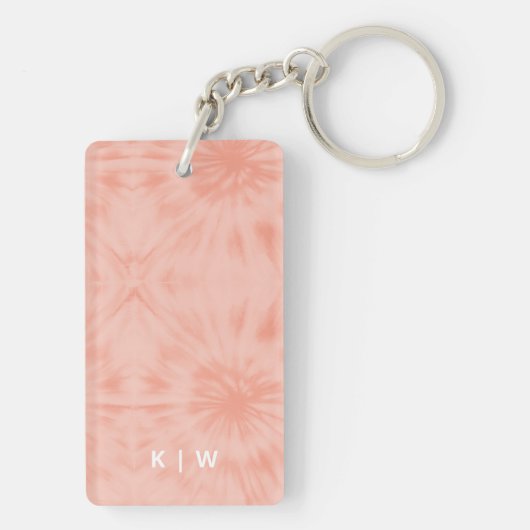 Gefärbte Krawatte | Korallenrosa Moderne Pastelle Schlüsselanhänger (Rückseite)