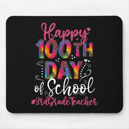Gefärbte Krawatte Leopard glücklich 100. Schultag  Mousepad (Vorne)