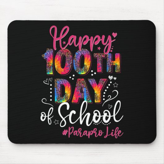 Gefärbte Krawatte Leopard glücklich 100. Schultag Mousepad (Vorne)