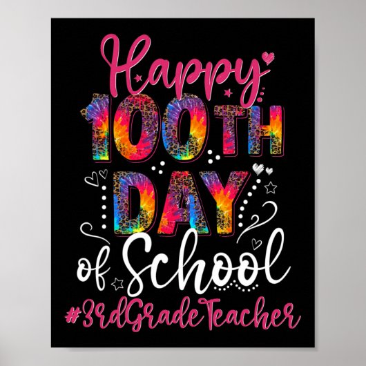 Gefärbte Krawatte Leopard glücklich 100. Schultag Poster (Vorne)